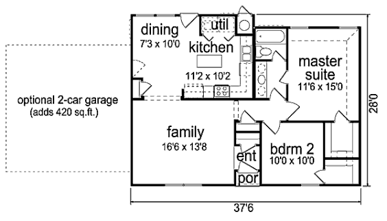 plano de dos habitaciones