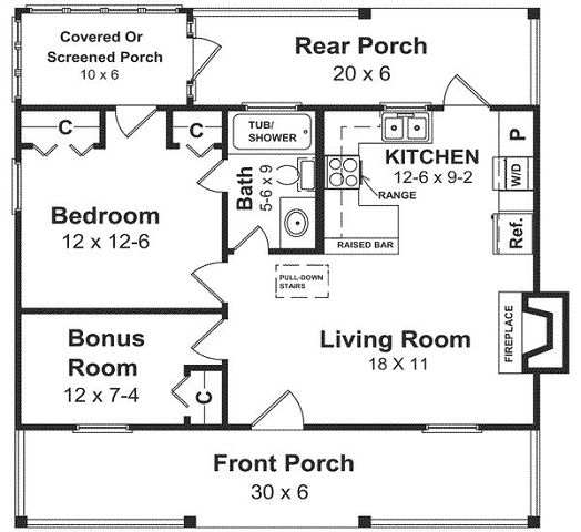 Plano de la casa de un dormitorio